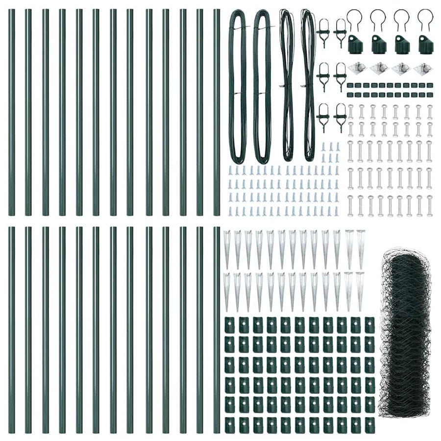 Afrasteringspaal Groen 50 x 1 m (50 mm gaas) Staal en PVC