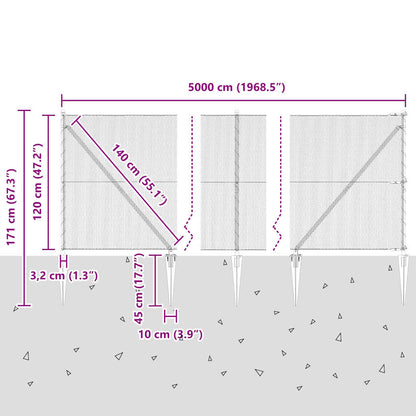 Afrasteringspaal Groen 50 x 1,2 m (13 mm gaas) Staal en PVC