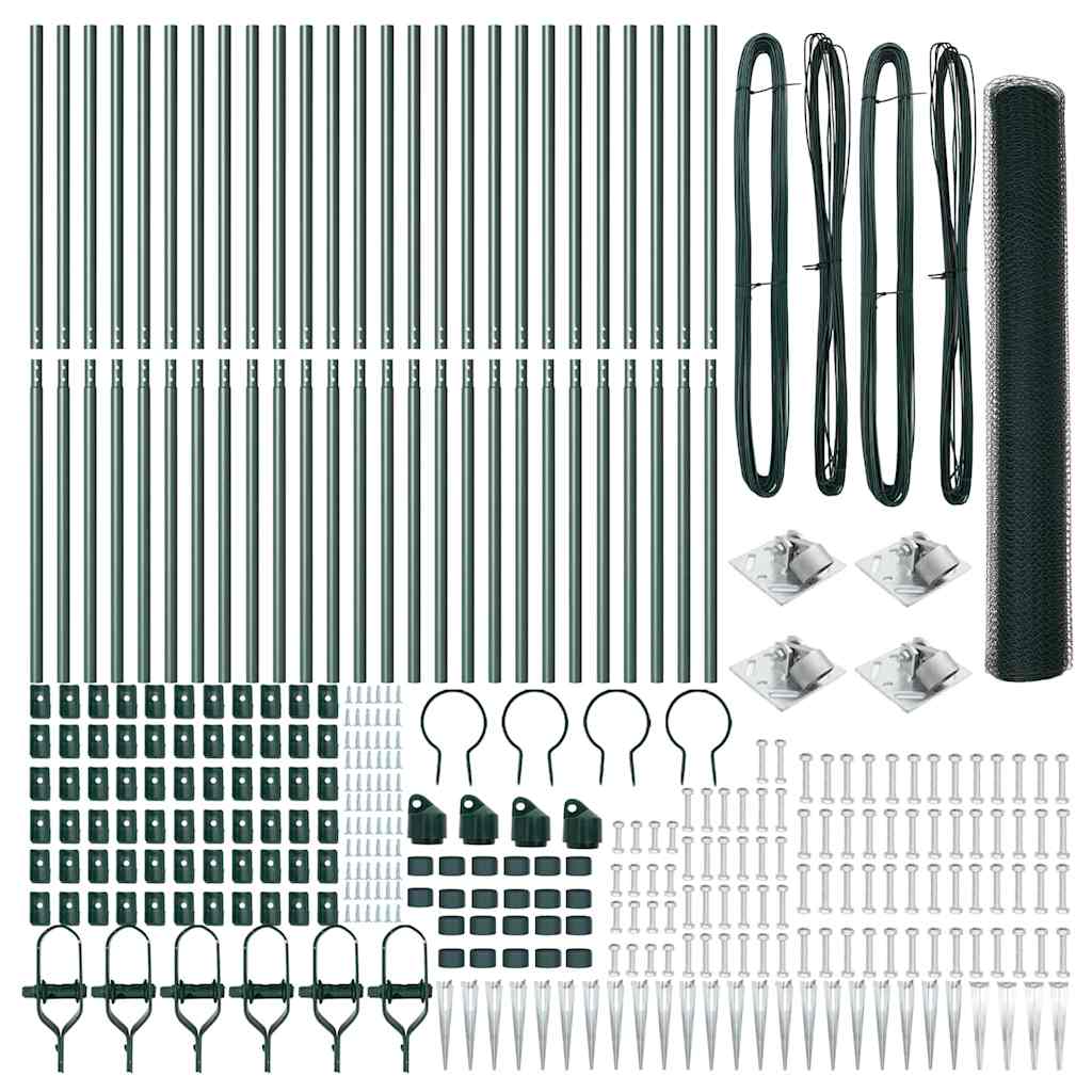 Afrasteringspaal Groen 50 x 1,4 m (25 mm gaas) Staal en PVC