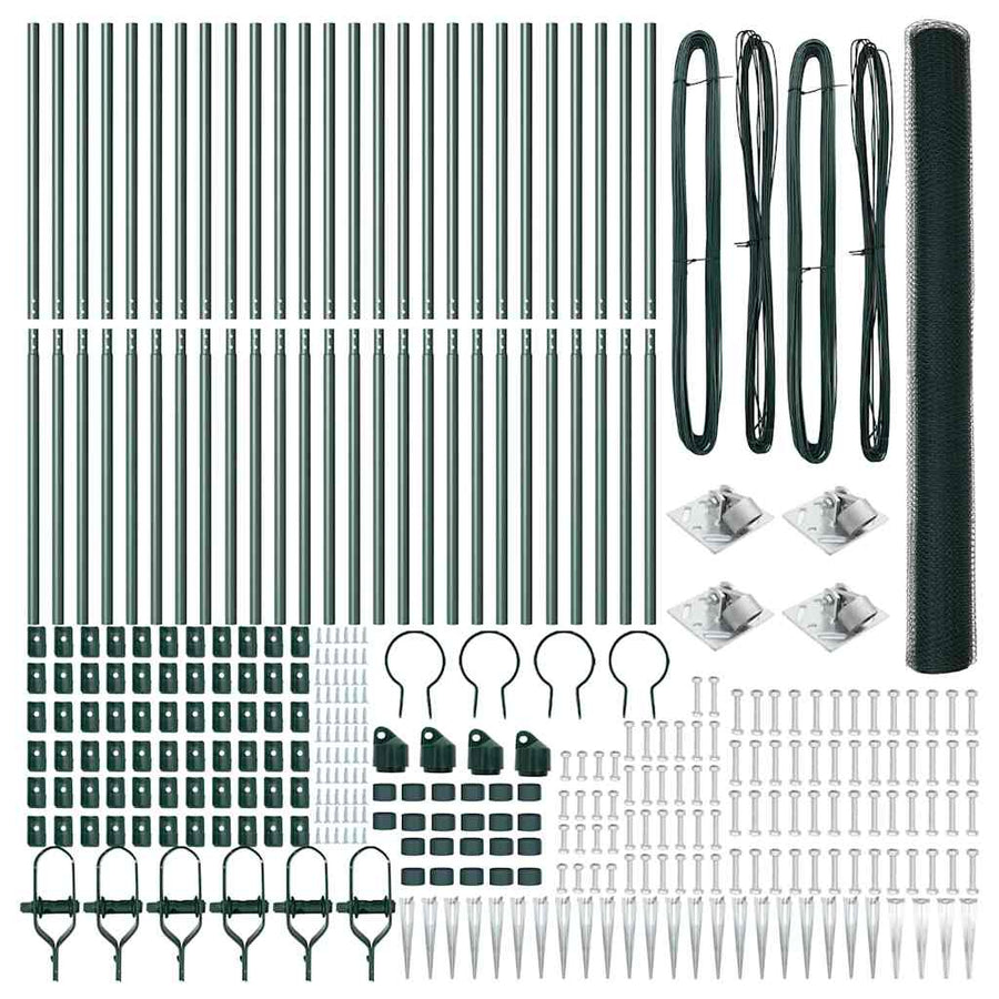 Afrasteringspaal Groen 50 x 1,6 m (25 mm gaas) Staal en PVC