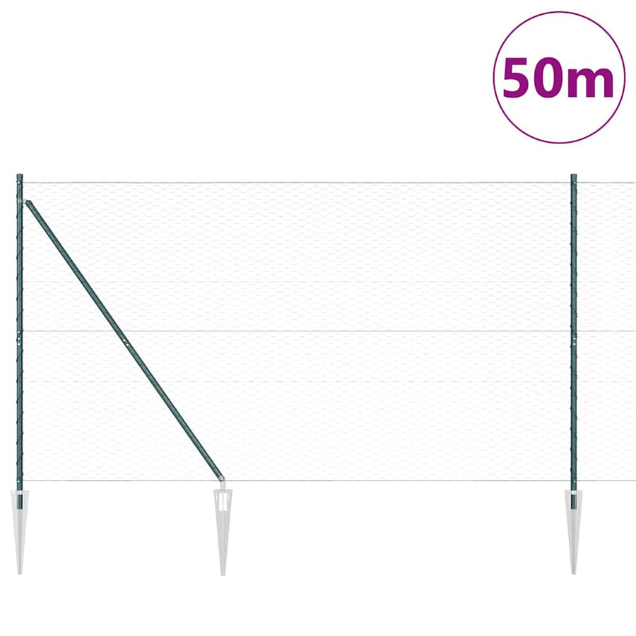 Afrasteringspaal Groen 50 x 1,6 m (36 mm gaas) Staal en PVC