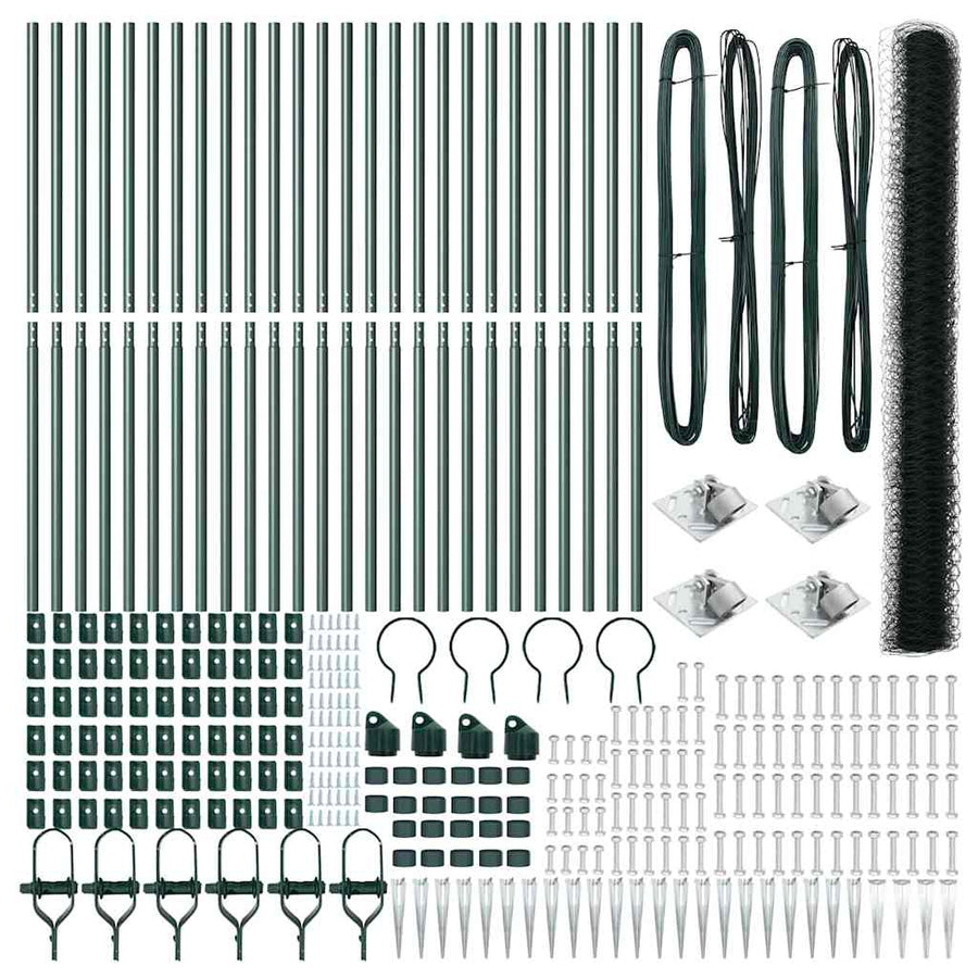 Afrasteringspaal Groen 50 x 1,6 m (50 mm gaas) Staal en PVC