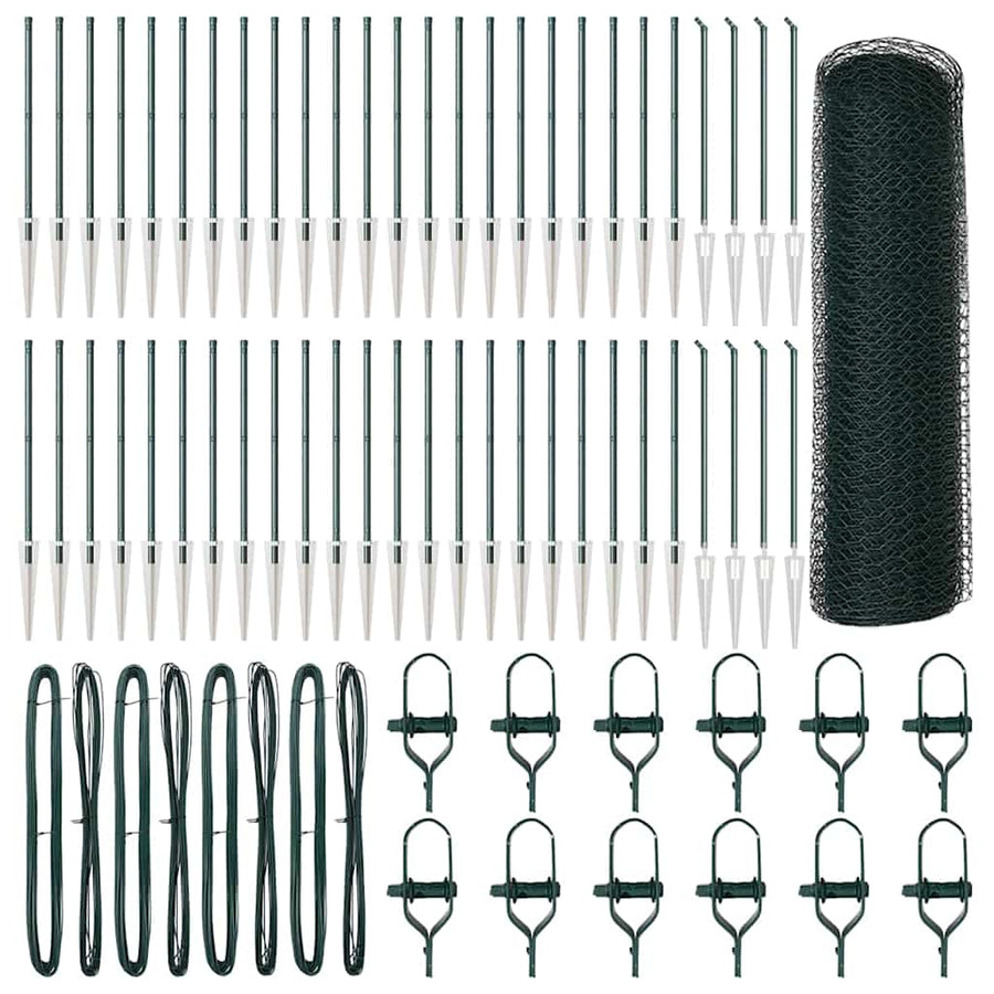 Afrasteringspaal Groen 100 x 0,4 m (13 mm gaas) Staal en PVC
