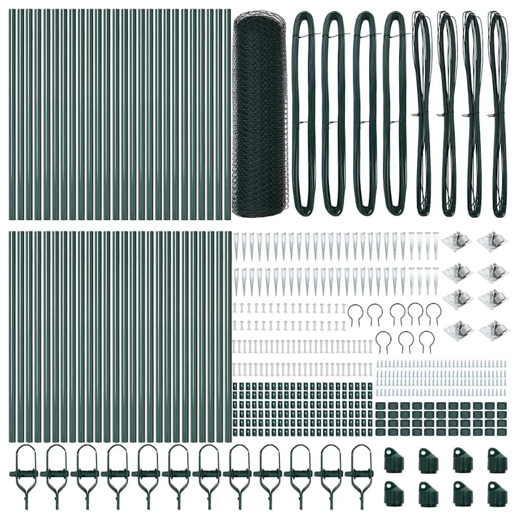 Afrasteringspaal Groen 100 x 0,4 m (25 mm gaas) Staal en PVC