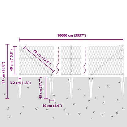 Afrasteringspaal Groen 100 x 0,4 m (25 mm gaas) Staal en PVC