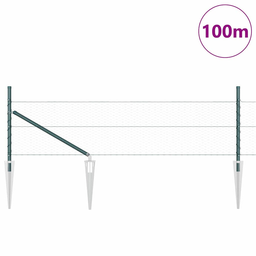 Afrasteringspaal Groen 100 x 0,5 m (25 mm gaas) Staal en PVC