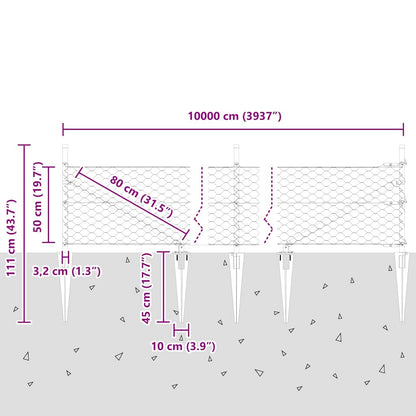 Afrasteringspaal Groen 100 x 0,5 m (50 mm gaas) Staal en PVC