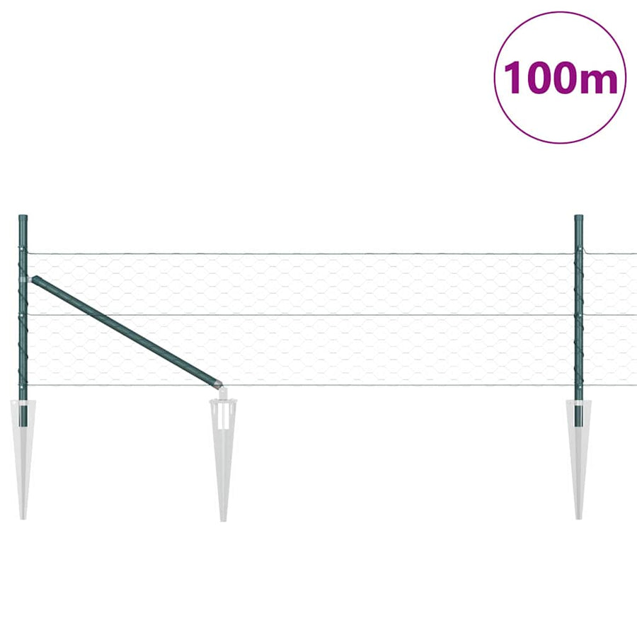 Afrasteringspaal Groen 100 x 0,5 m (50 mm gaas) Staal en PVC