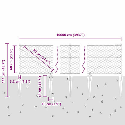 Afrasteringspaal Groen 100 x 0,6 m (36 mm gaas) Staal en PVC