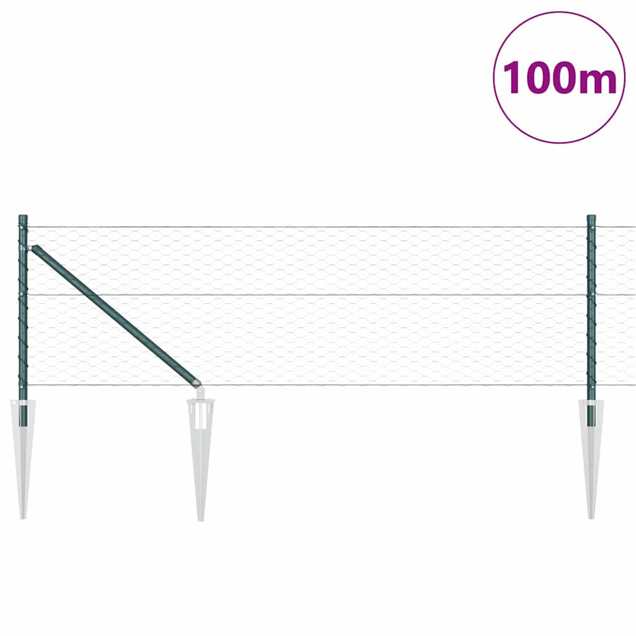 Afrasteringspaal Groen 100 x 0,6 m (36 mm gaas) Staal en PVC