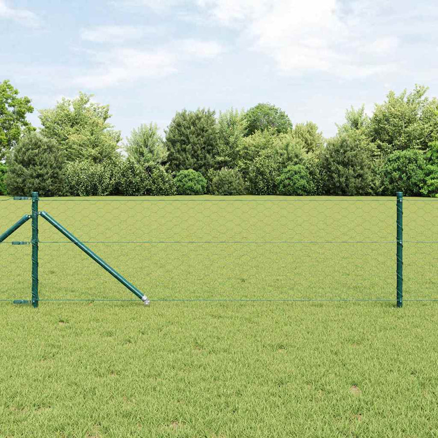 Afrasteringspaal Groen 100 x 0,6 m (50 mm gaas) Staal en PVC