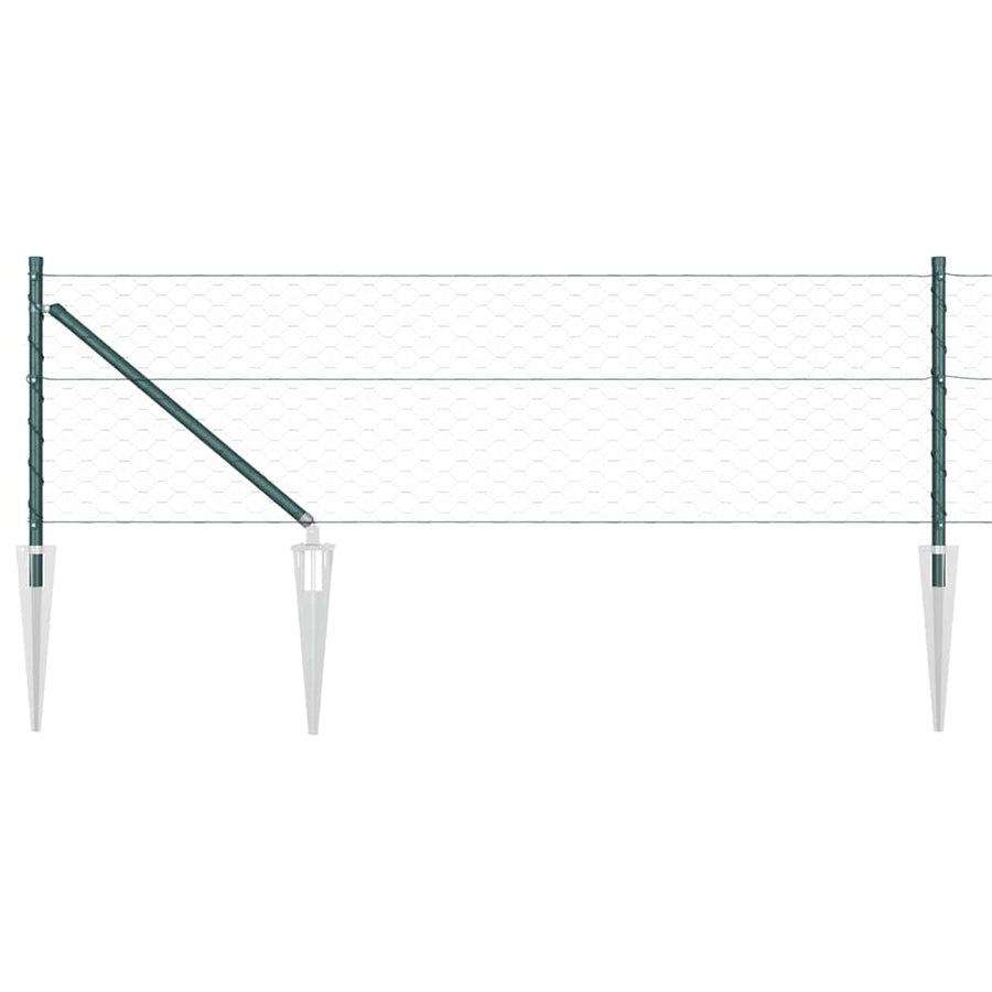 Afrasteringspaal Groen 100 x 0,6 m (50 mm gaas) Staal en PVC