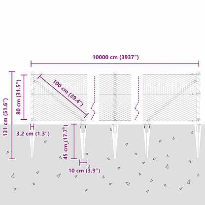 Afrasteringspaal Groen 100 x 0,8 m (25 mm gaas) Staal en PVC