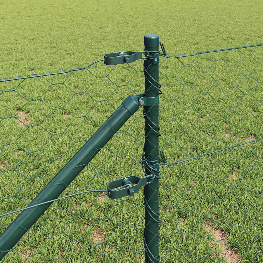 Afrasteringspaal Groen 100 x 0,8 m (50 mm gaas) Staal en PVC