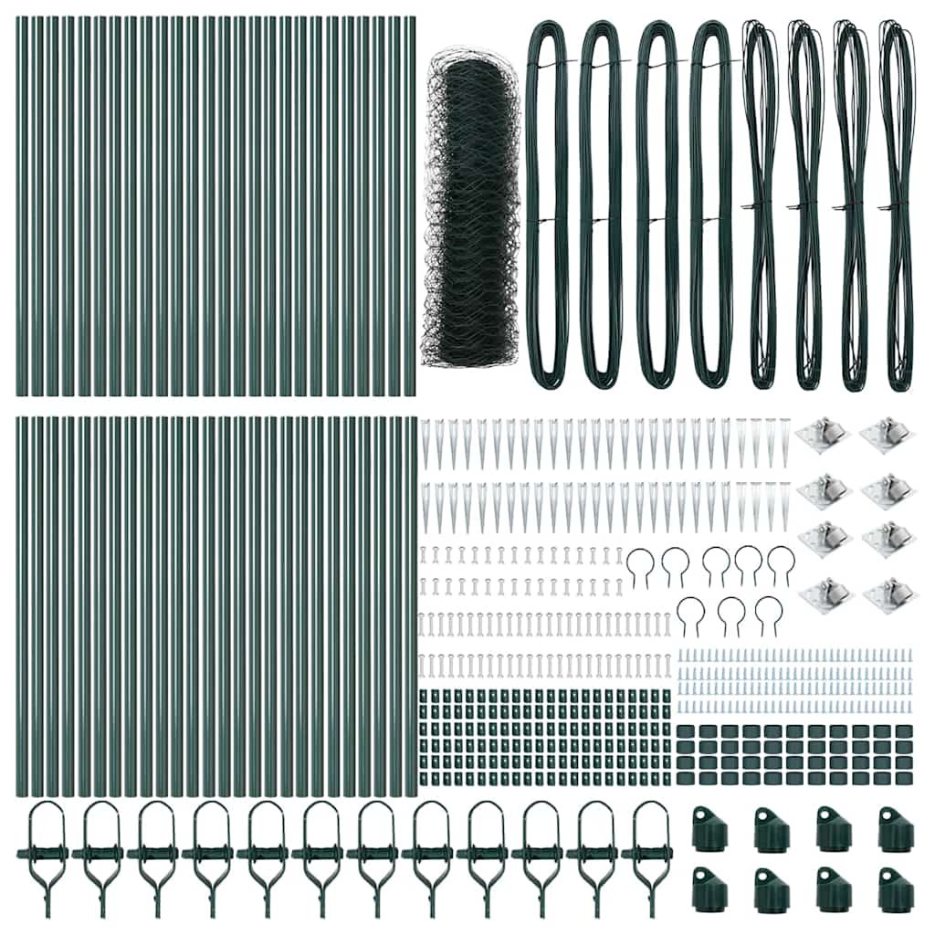 Afrasteringspaal Groen 100 x 1 m (36 mm gaas) Staal en PVC