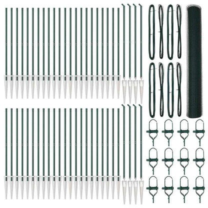 Afrasteringspaal Groen 100 x 1,2 m (13 mm gaas) Staal en PVC