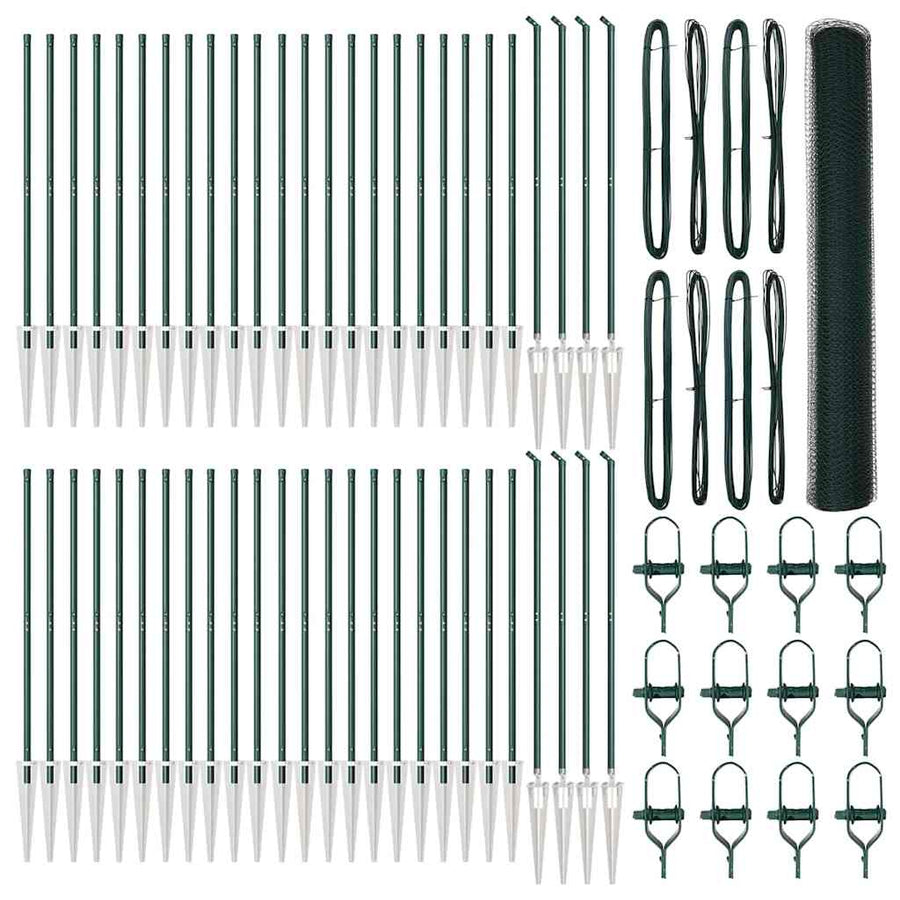 Afrasteringspaal Groen 100 x 1,2 m (13 mm gaas) Staal en PVC