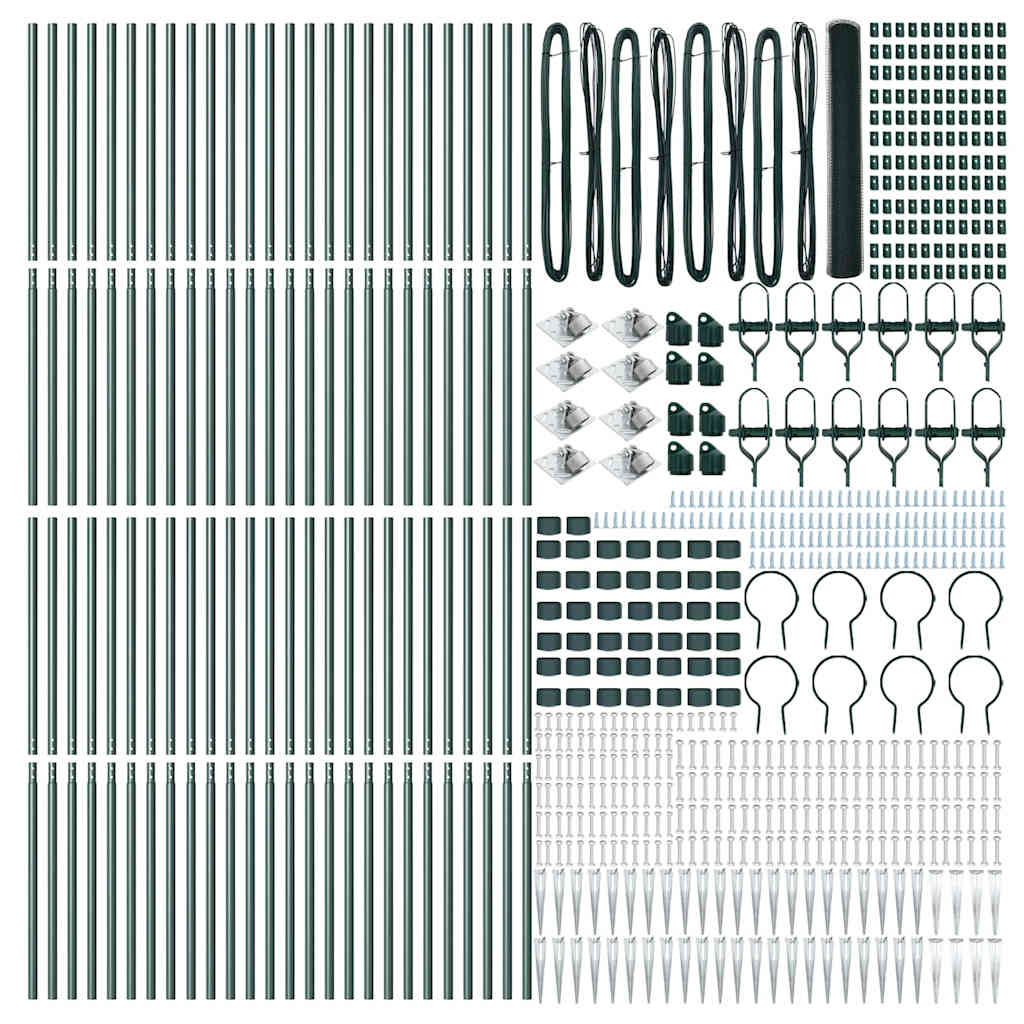 Afrasteringspaal Groen 100 x 1,2 m (13 mm gaas) Staal en PVC
