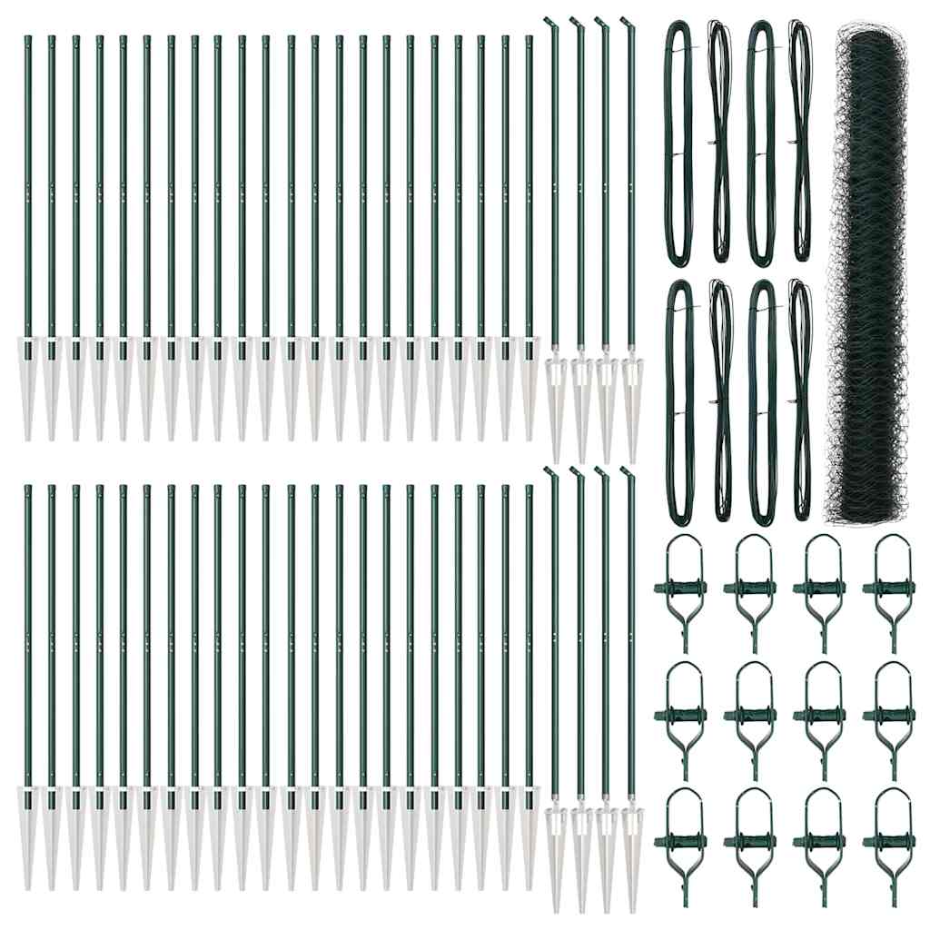 Afrasteringspaal Groen 100 x 1,2 m (36 mm gaas) Staal en PVC