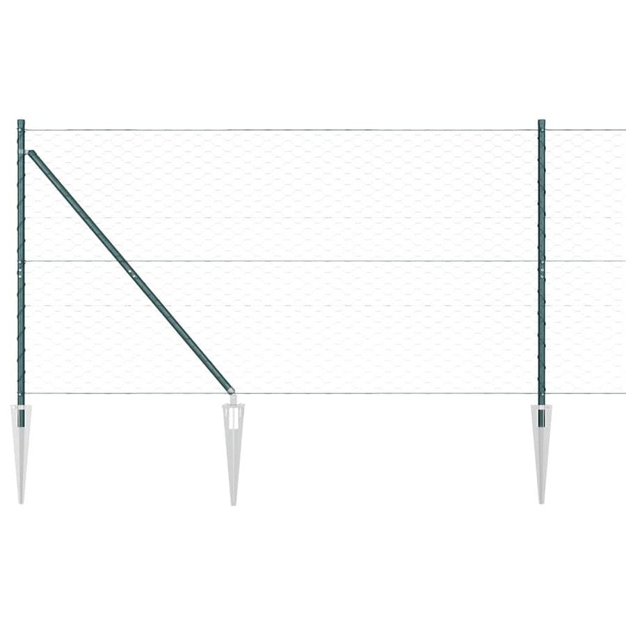 Afrasteringspaal Groen 100 x 1,2 m (50 mm gaas) Staal en PVC
