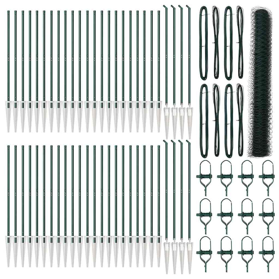 Afrasteringspaal Groen 100 x 1,2 m (50 mm gaas) Staal en PVC