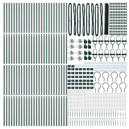 Afrasteringspaal Groen 100 x 1,2 m (50 mm gaas) Staal en PVC