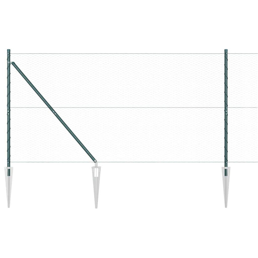 Afrasteringspaal Groen 100 x 1,4 m (25 mm gaas) Staal en PVC