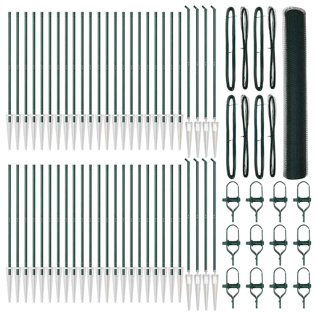 Afrasteringspaal Groen 100 x 1,4 m (25 mm gaas) Staal en PVC