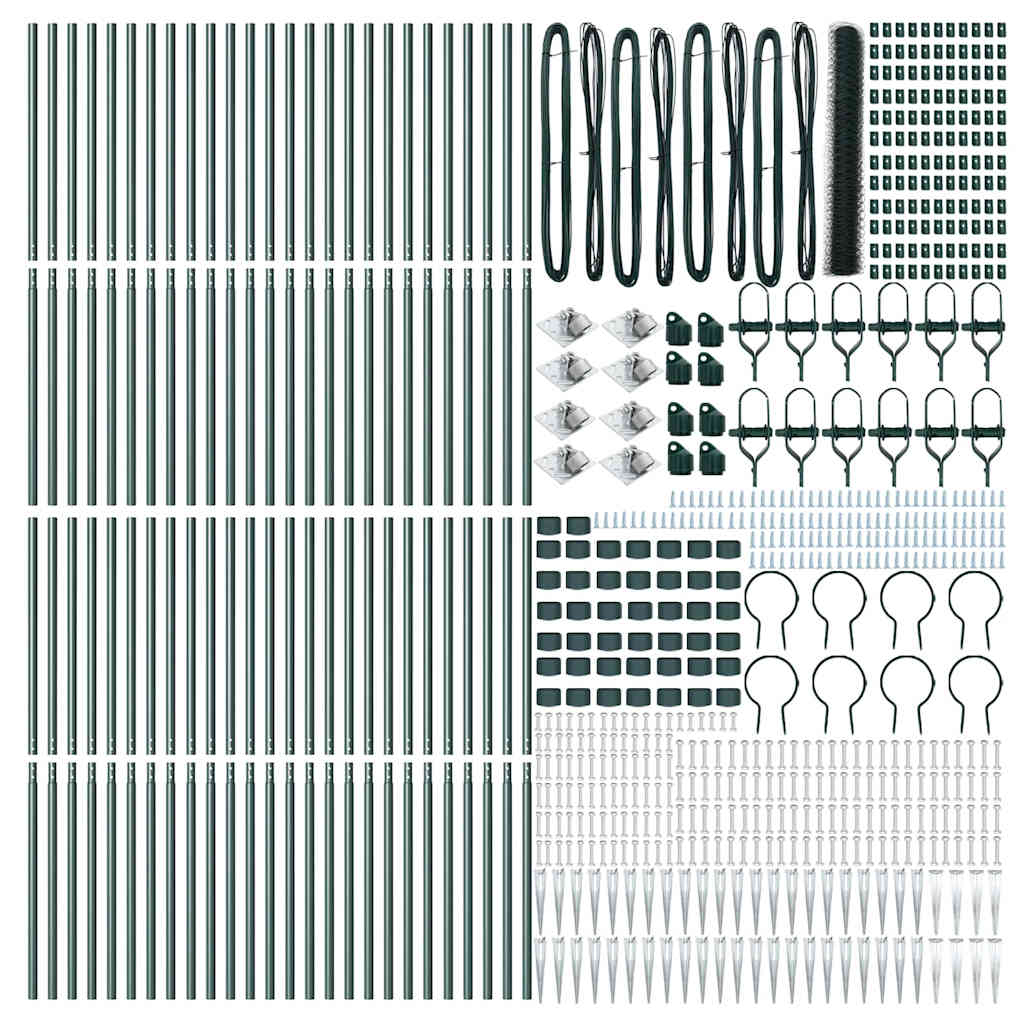 Afrasteringspaal Groen 100 x 1,4 m (36 mm gaas) Staal en PVC