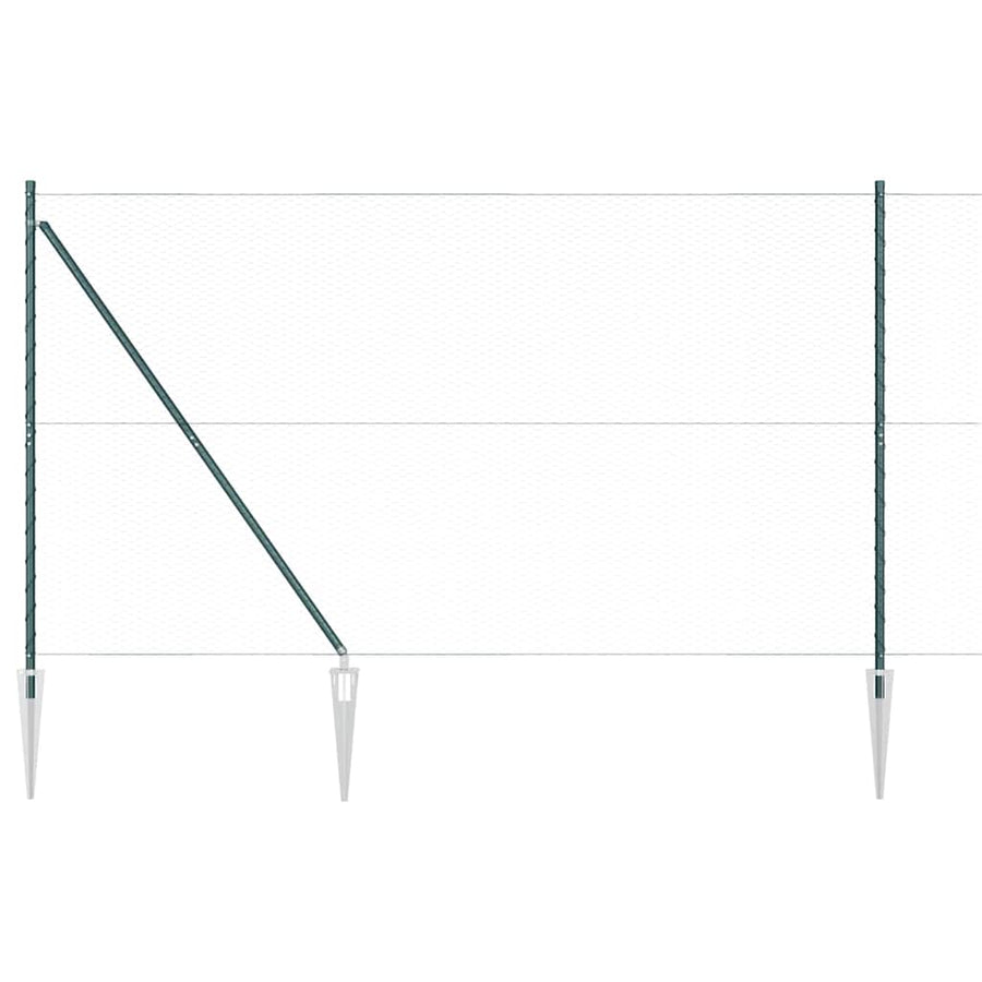 Afrasteringspaal Groen 100 x 1,5 m (25 mm gaas) Staal en PVC