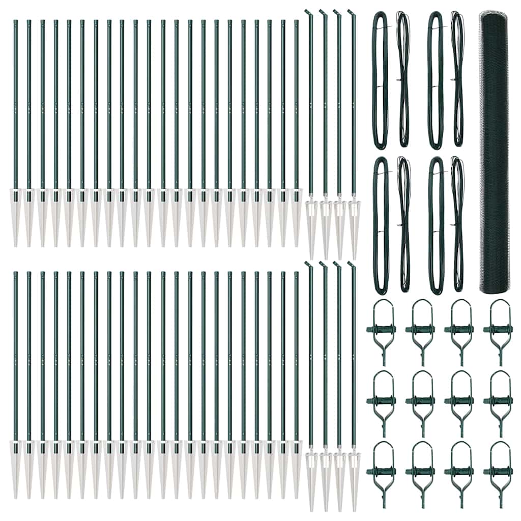Afrasteringspaal Groen 100 x 1,5 m (25 mm gaas) Staal en PVC
