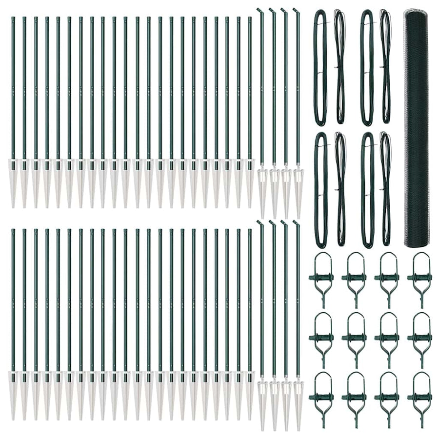 Afrasteringspaal Groen 100 x 1,5 m (25 mm gaas) Staal en PVC