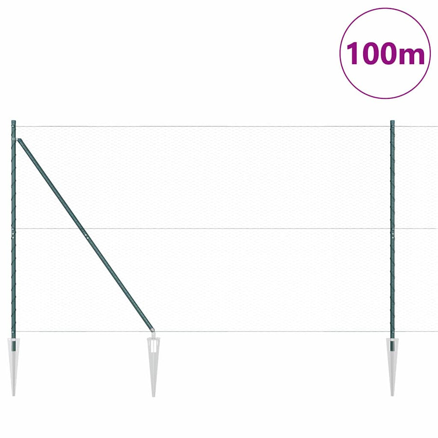 Afrasteringspaal Groen 100 x 1,5 m (25 mm gaas) Staal en PVC