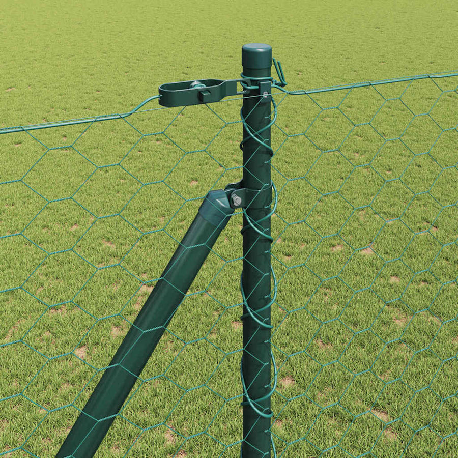 Afrasteringspaal Groen 100 x 1,5 m (50 mm gaas) Staal en PVC