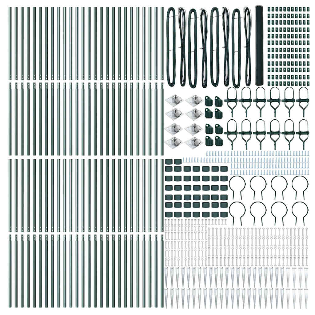 Afrasteringspaal Groen 100 x 1,6 m (25 mm gaas) Staal en PVC