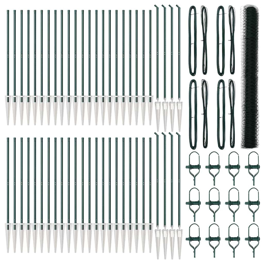 Afrasteringspaal Groen 100 x 1,6 m (36 mm gaas) Staal en PVC