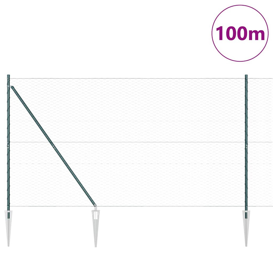 Afrasteringspaal Groen 100 x 1,6 m (36 mm gaas) Staal en PVC