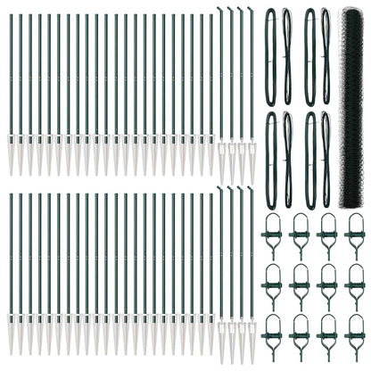 Afrasteringspaal Groen 100 x 1,6 m (50 mm mazen) Staal en PVC