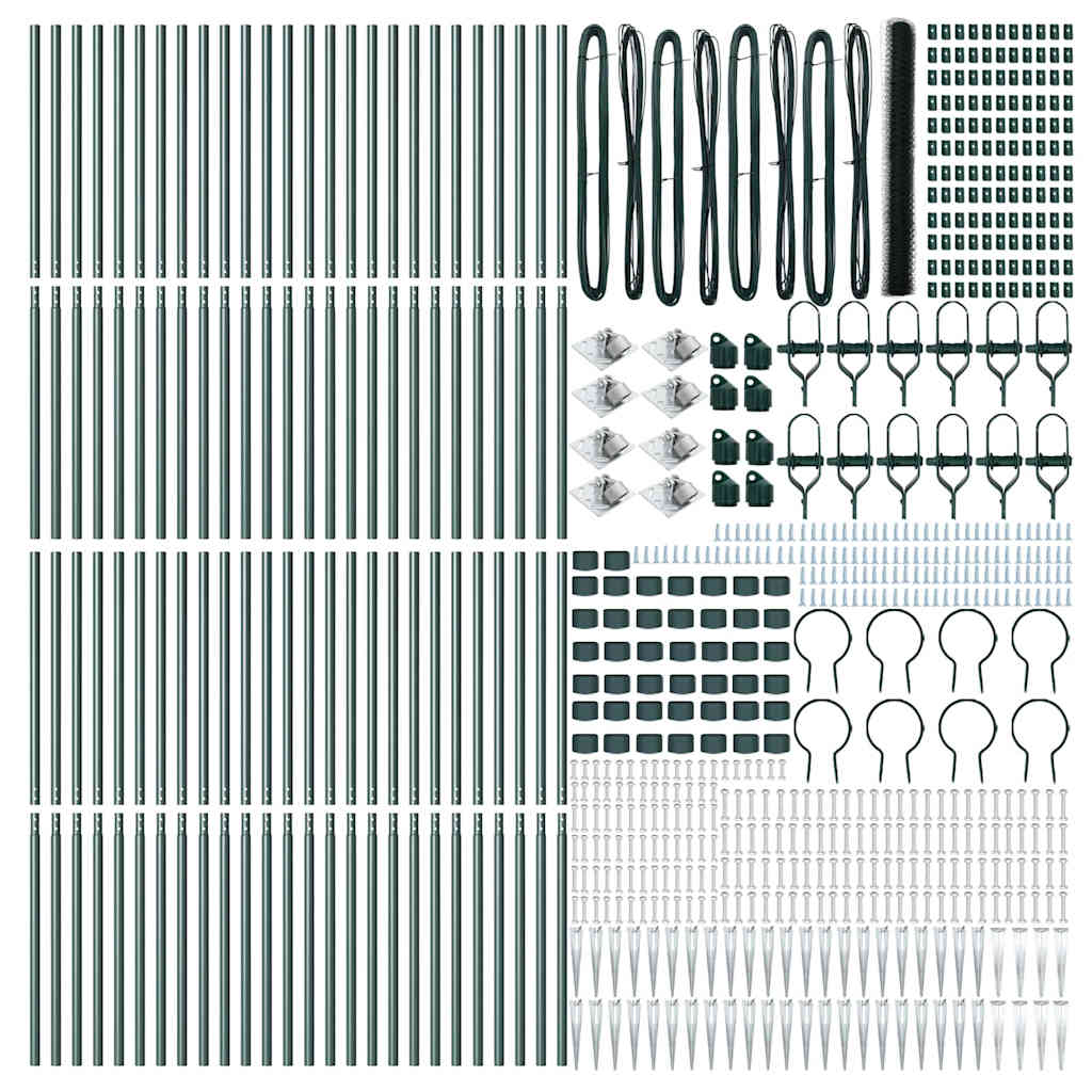 Afrasteringspaal Groen 100 x 1,6 m (50 mm mazen) Staal en PVC
