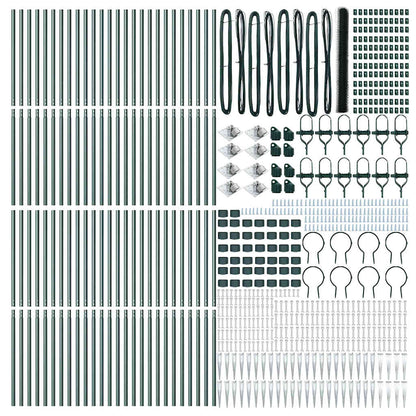 Afrasteringspaal Groen 100 x 1,6 m (50 mm mazen) Staal en PVC