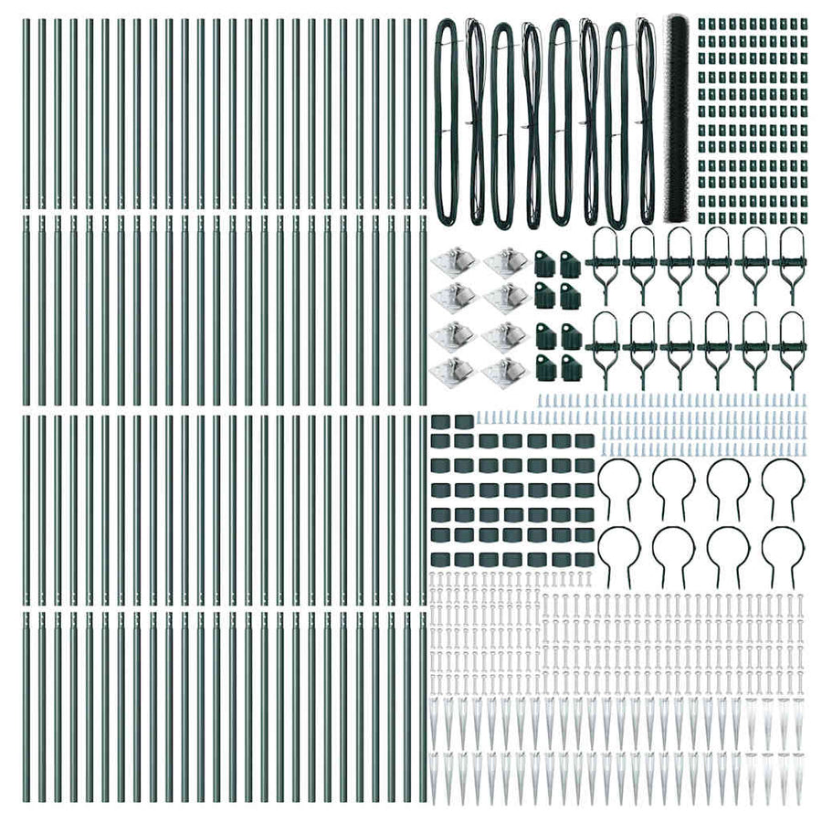Afrasteringspaal Groen 100 x 1,6 m (50 mm mazen) Staal en PVC