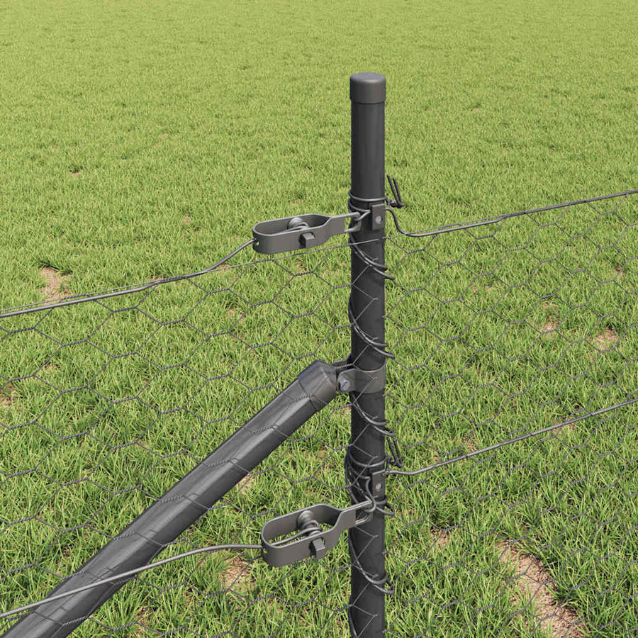 Afrasteringspaal Grijs 10 x 0,4 m (36 mm gaas) Staal en PVC