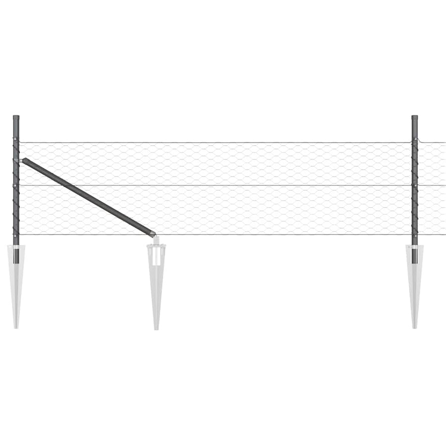 Afrasteringspaal Grijs 10 x 0,4 m (36 mm gaas) Staal en PVC