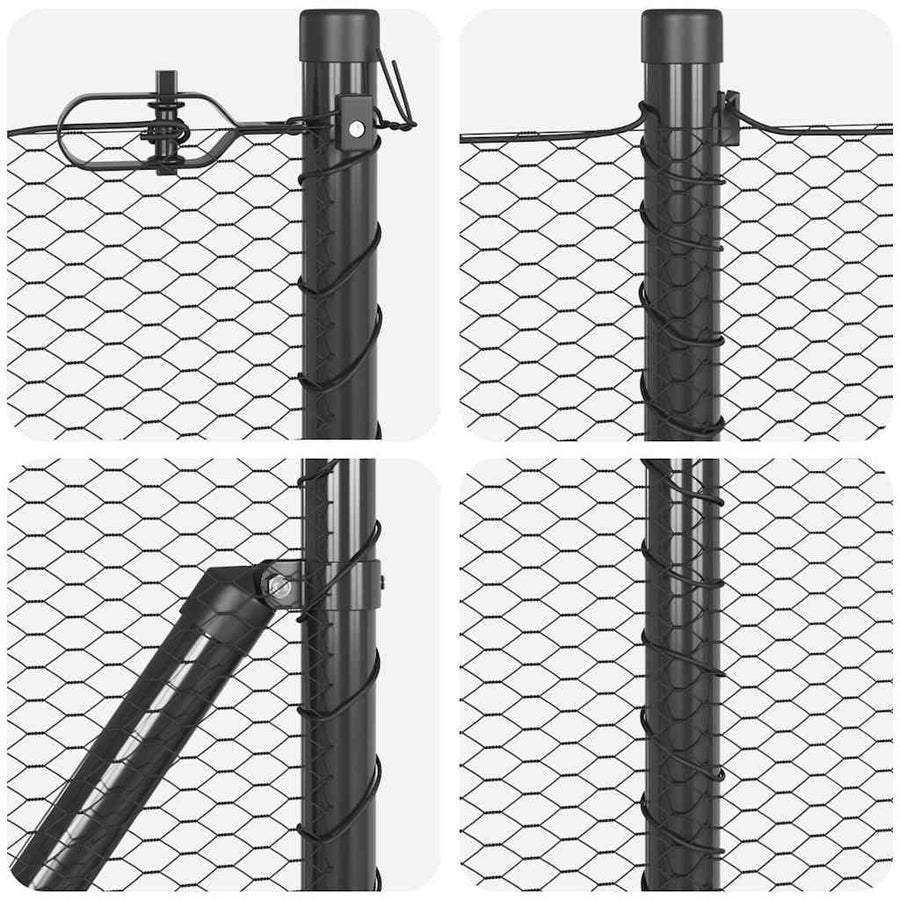 Afrasteringspaal Grijs 10 x 0,5 m (13 mm gaas) Staal en PVC