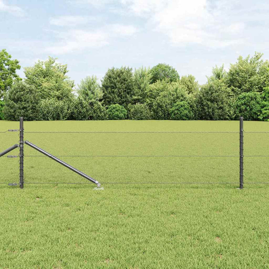 Afrasteringspaal Grijs 10 x 0,5 m (13 mm gaas) Staal en PVC