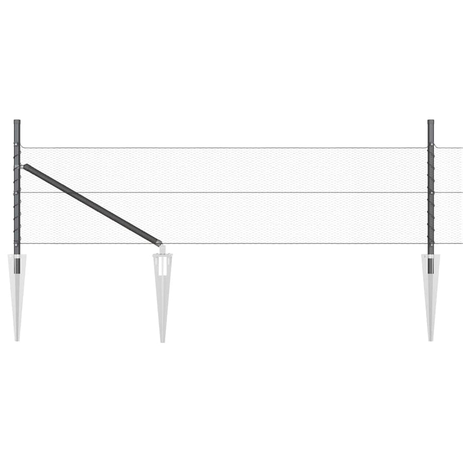 Afrasteringspaal Grijs 10 x 0,5 m (13 mm gaas) Staal en PVC
