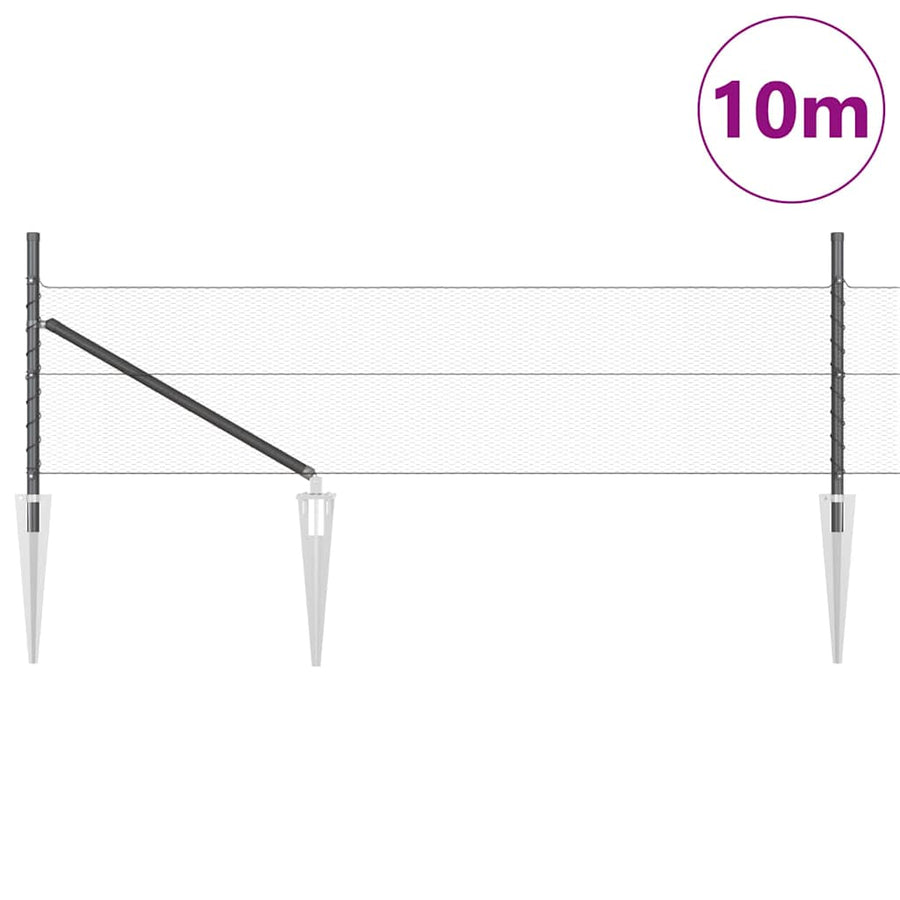 Afrasteringspaal Grijs 10 x 0,5 m (13 mm gaas) Staal en PVC