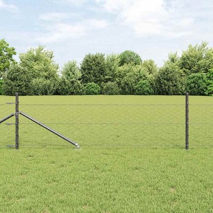 Afrasteringspaal Grijs 10 x 0,5 m (50 mm gaas) Staal en PVC