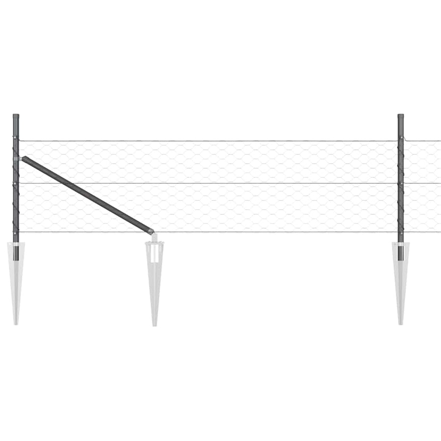 Afrasteringspaal Grijs 10 x 0,5 m (50 mm gaas) Staal en PVC