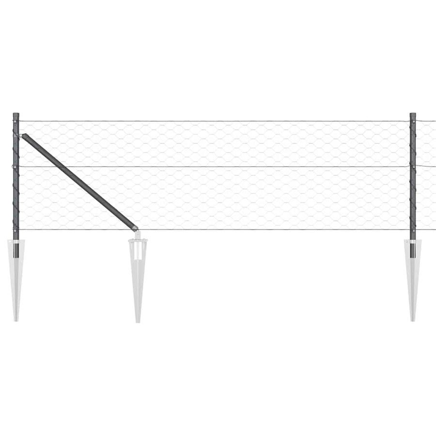 Afrasteringspaal Grijs 10 x 0,6 m (50 mm gaas) Staal en PVC